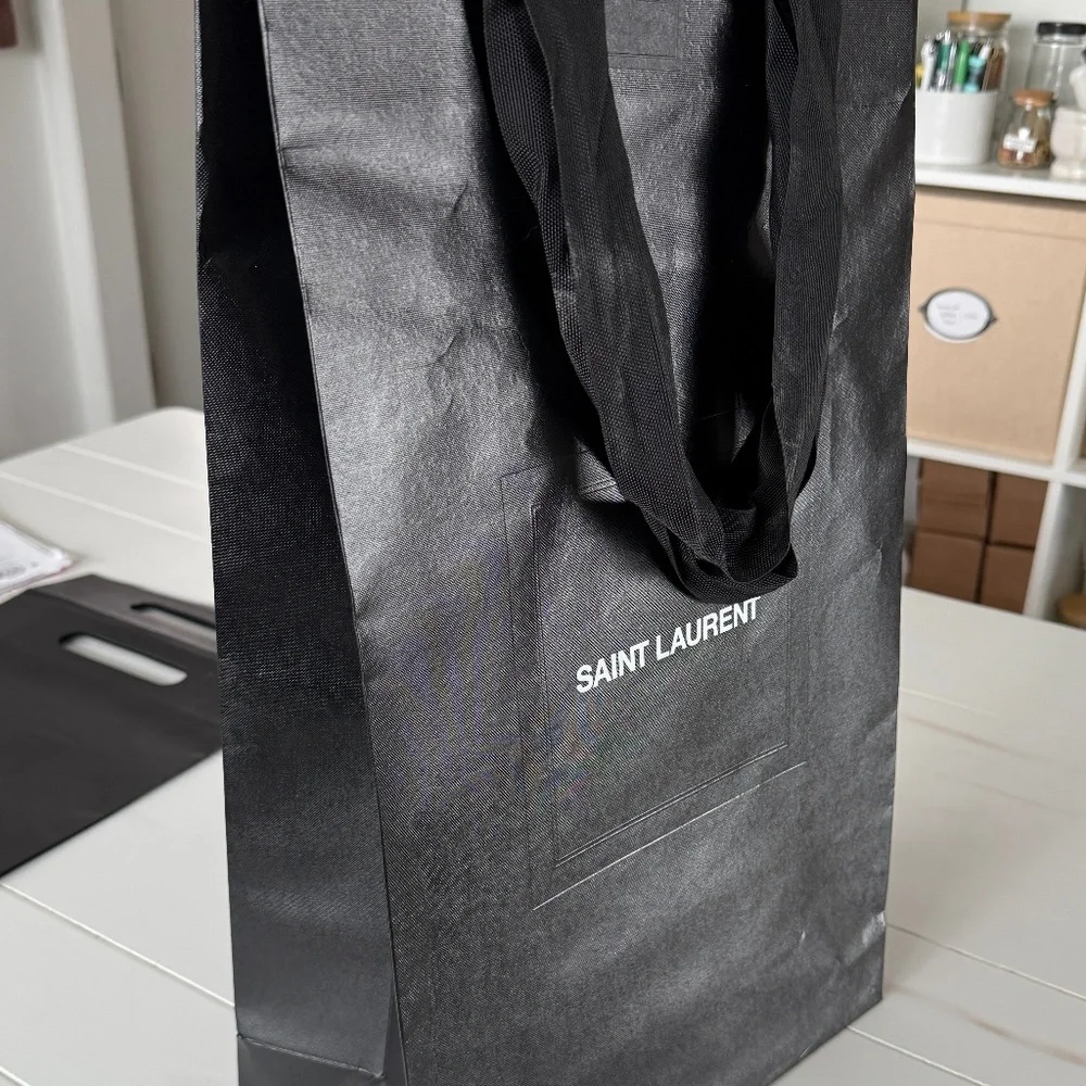 Authentic Yves Saint Laurent Shopping Bag 21x13 – Large Black Designer Packaging